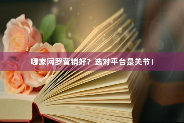 哪家网罗营销好？选对平台是关节！