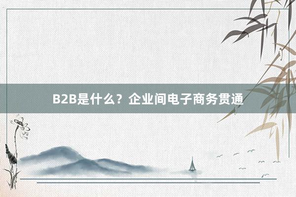 B2B是什么？企业间电子商务贯通